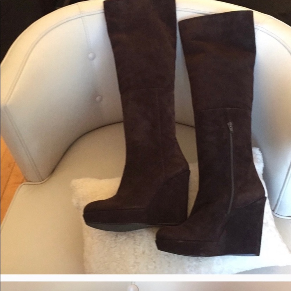 Stuart Weitzman wedge boots chocolate brown color
